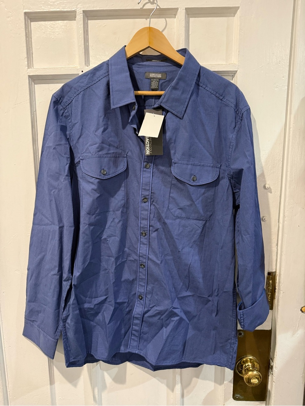 Kenneth Cole Reaction Navy Check Long-Sleeve Shirt